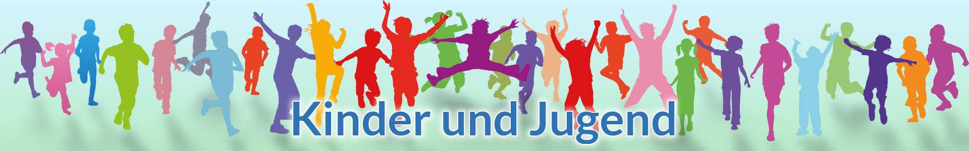 Banner mit Kindern und Jugendlichen Silhouetten